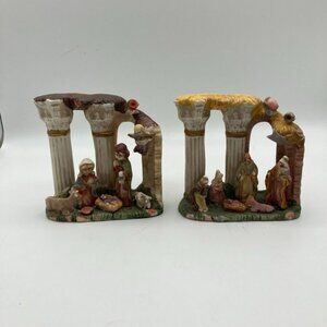 2 Unique Vintage Ceramic Nativity Scenes 1 Children Figures and 1 Adult Figures